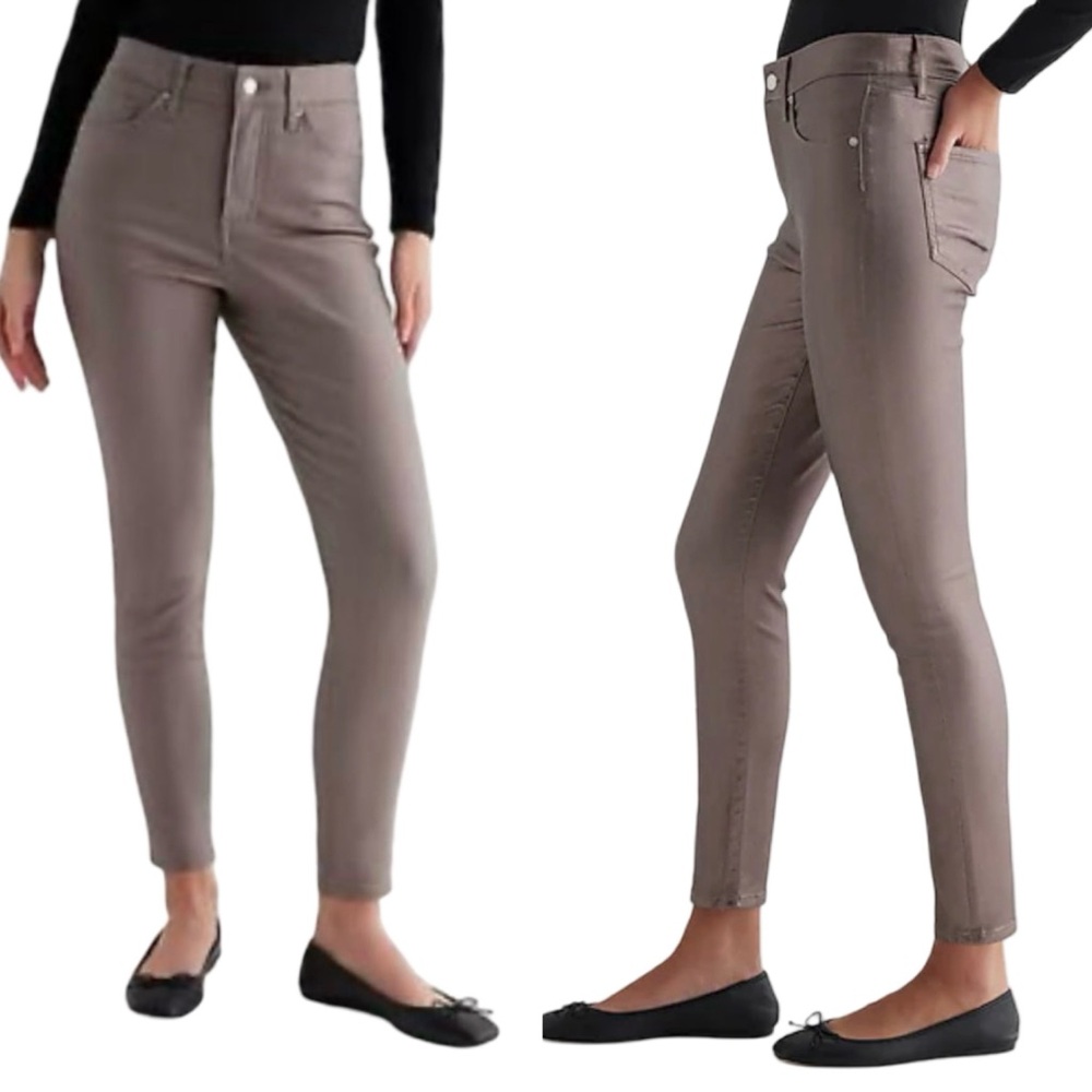 TALL GIRLS!! NEW! Express High-Rise Metallic Coated Skinny Jeans Bronze - Sz 6L